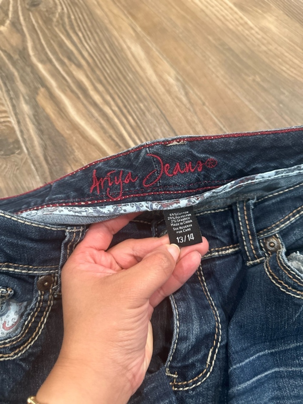 Ariya Dark Blue Boot Cut Jeans with Embroidered Pocket Y2K Western Vibes - Picture 6 of 11